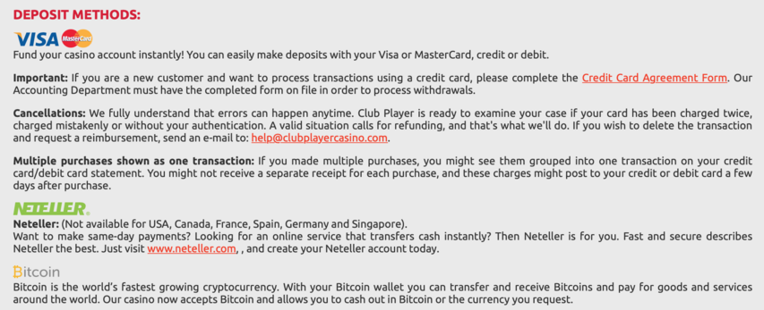 Clubplayer deposit