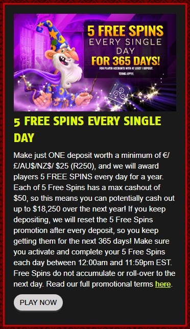 Cocoa 5 free spins bonus