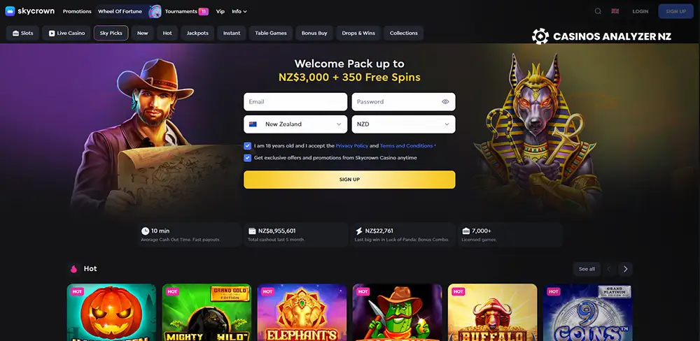 Skycrown Casino No Deposit Bonus Screenshot