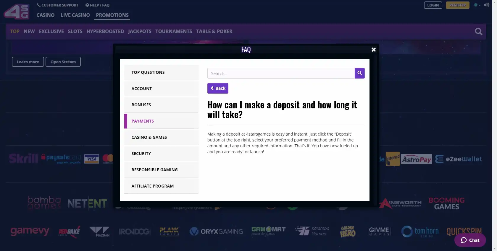 4StarsGames Payment Methods