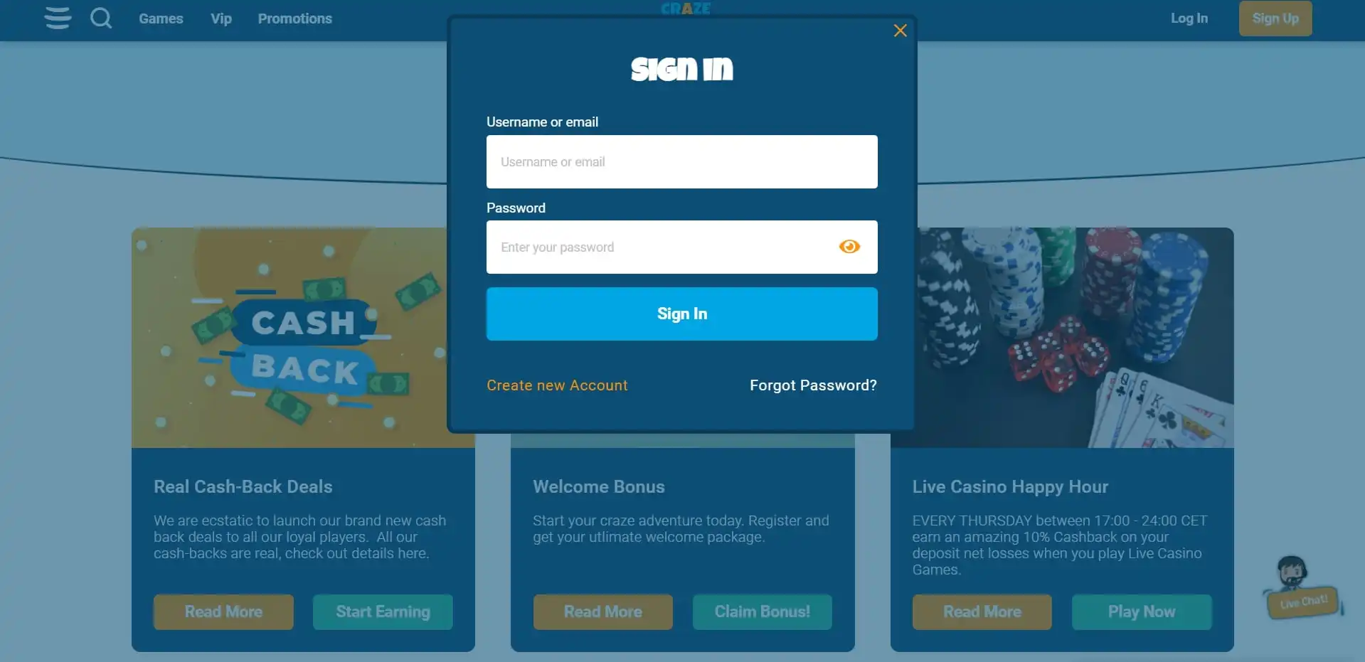 CrazePlay Casino Login
