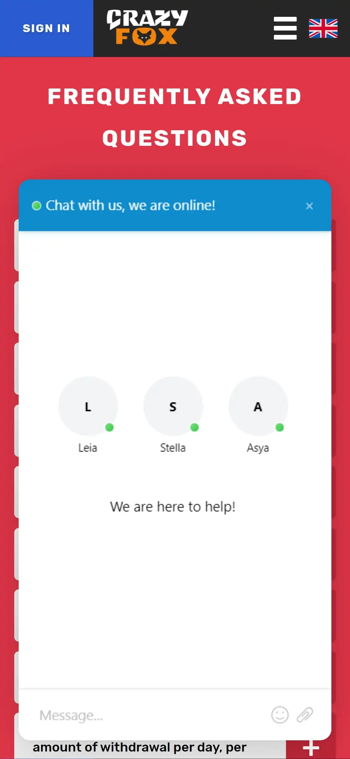 Crazy Fox Mobile Support Review