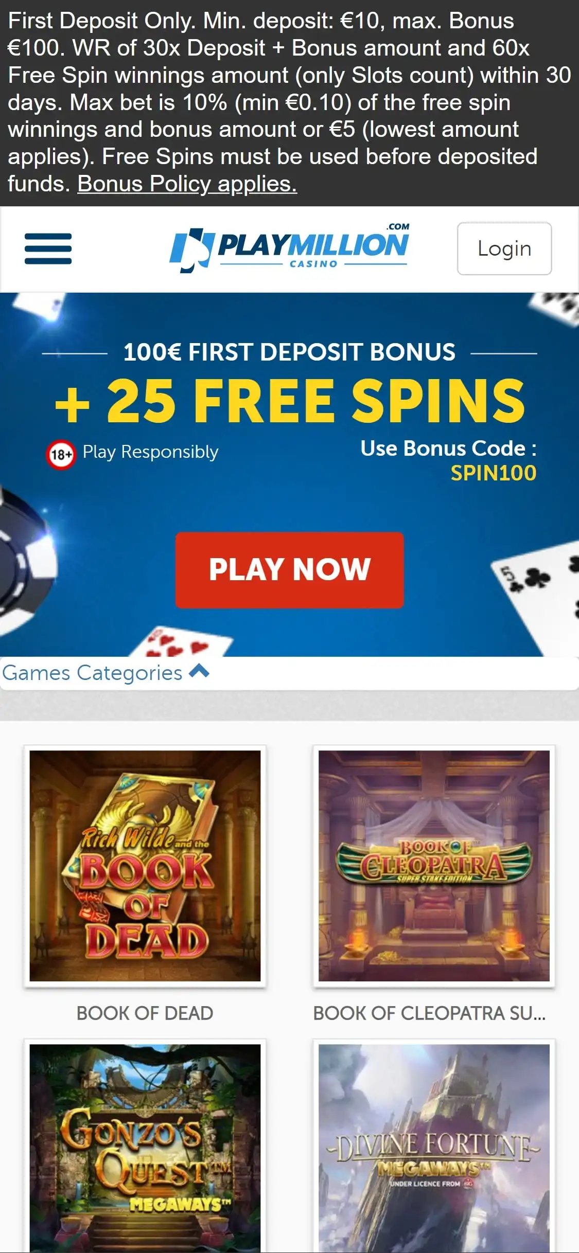 PlayMillion Casino Mobile Review