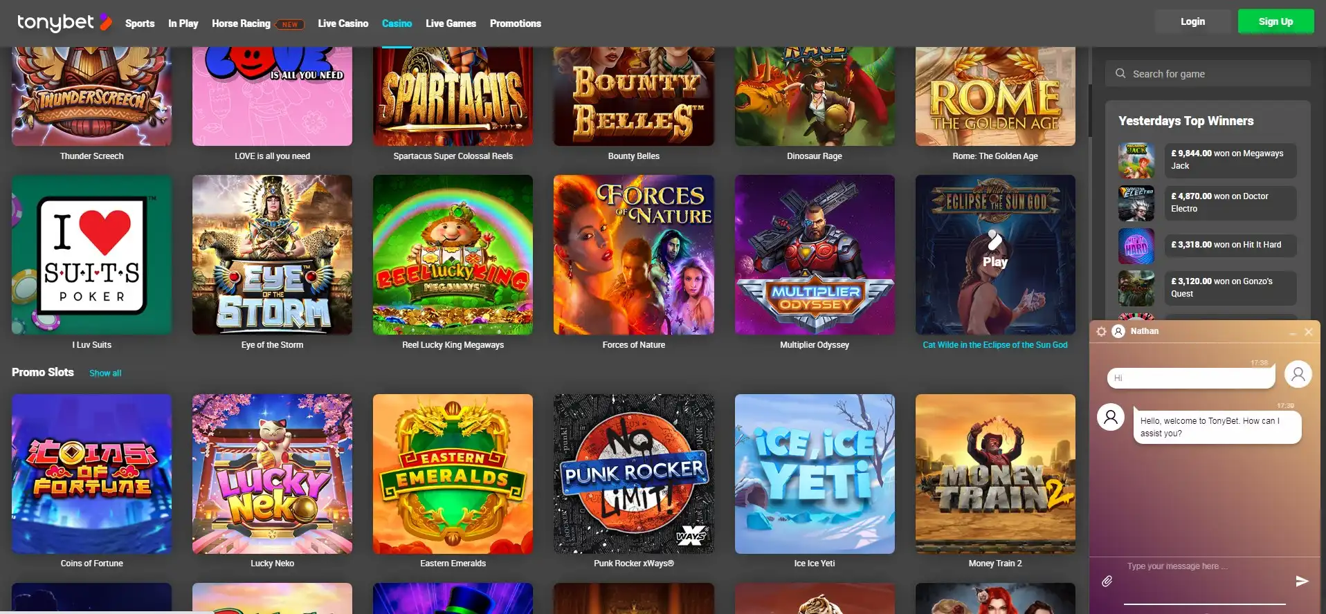 TonyBet Casino Support