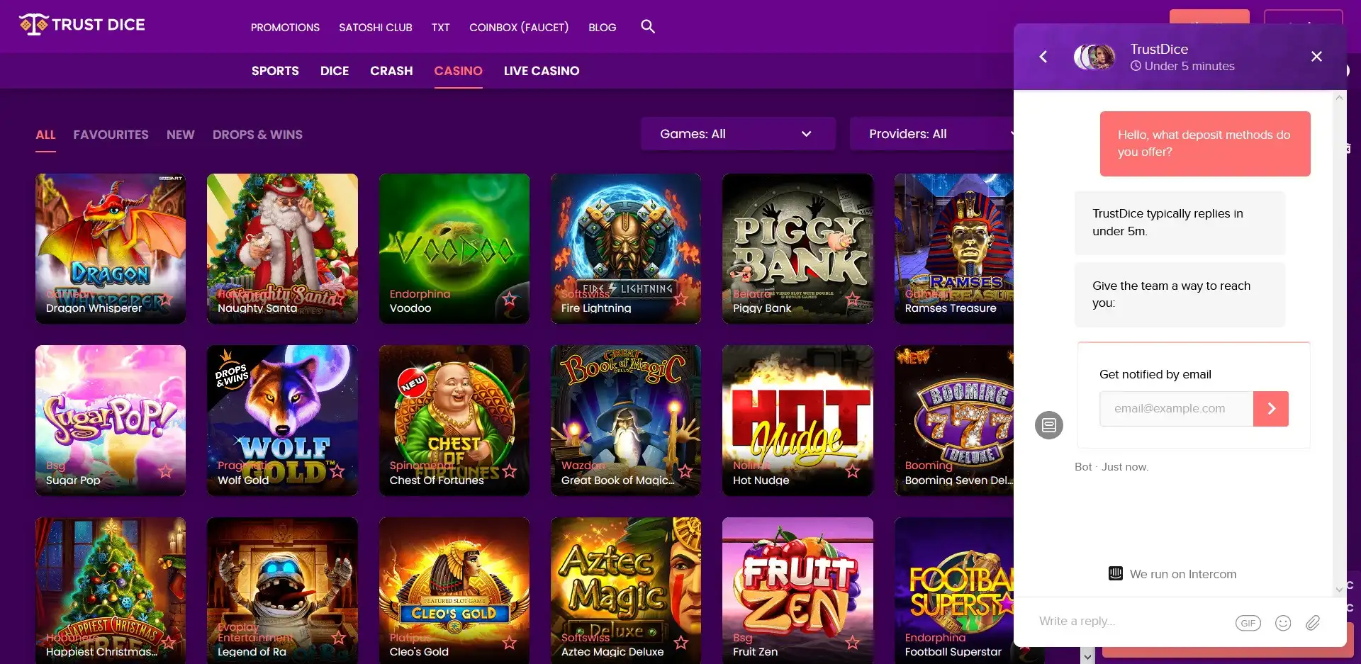 TrustDice Casino Support