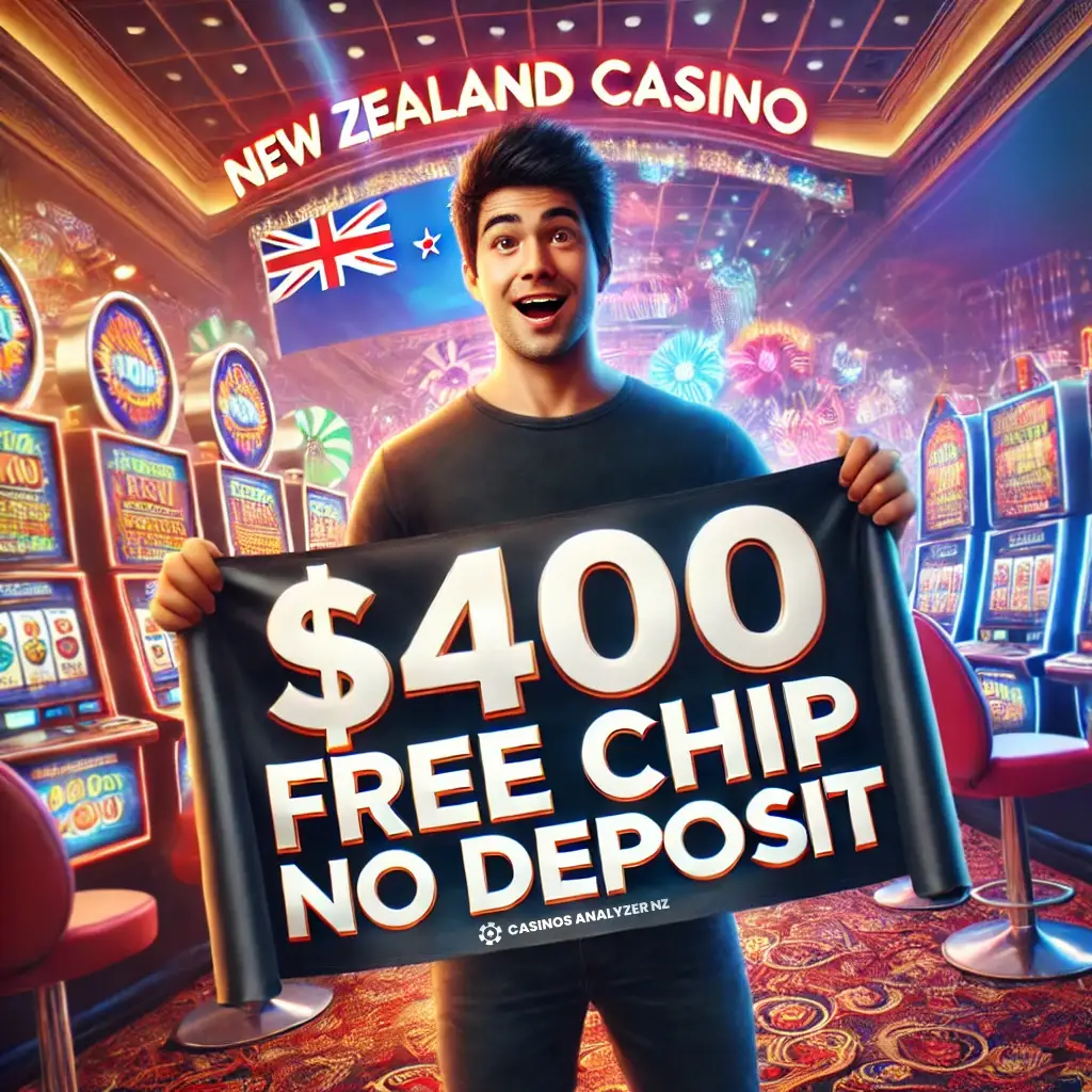 New Zealand player holding banner with 0 Free Chip No Deposi